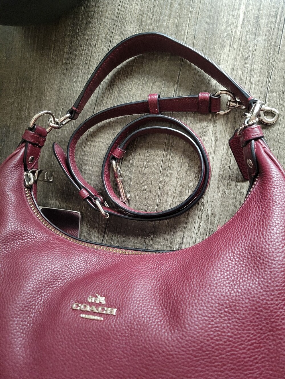 Coach Pebbled Leather Hobo Bag in Burgundy - Picture 3 of 6